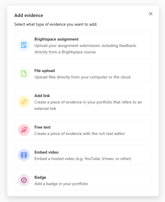 Portflow Add Evidence modal