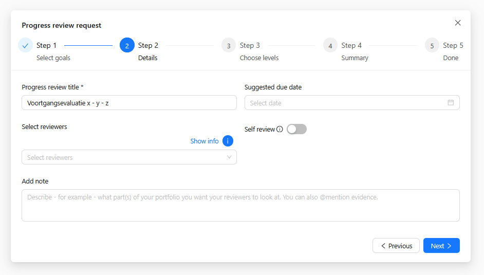 Progress Review Details