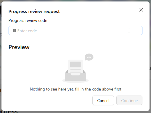 Preset-code invullen bij het Progress Review-verzoek
